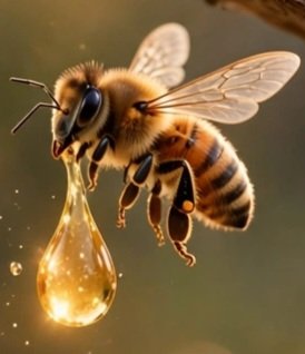 Bee carrying a honey drop