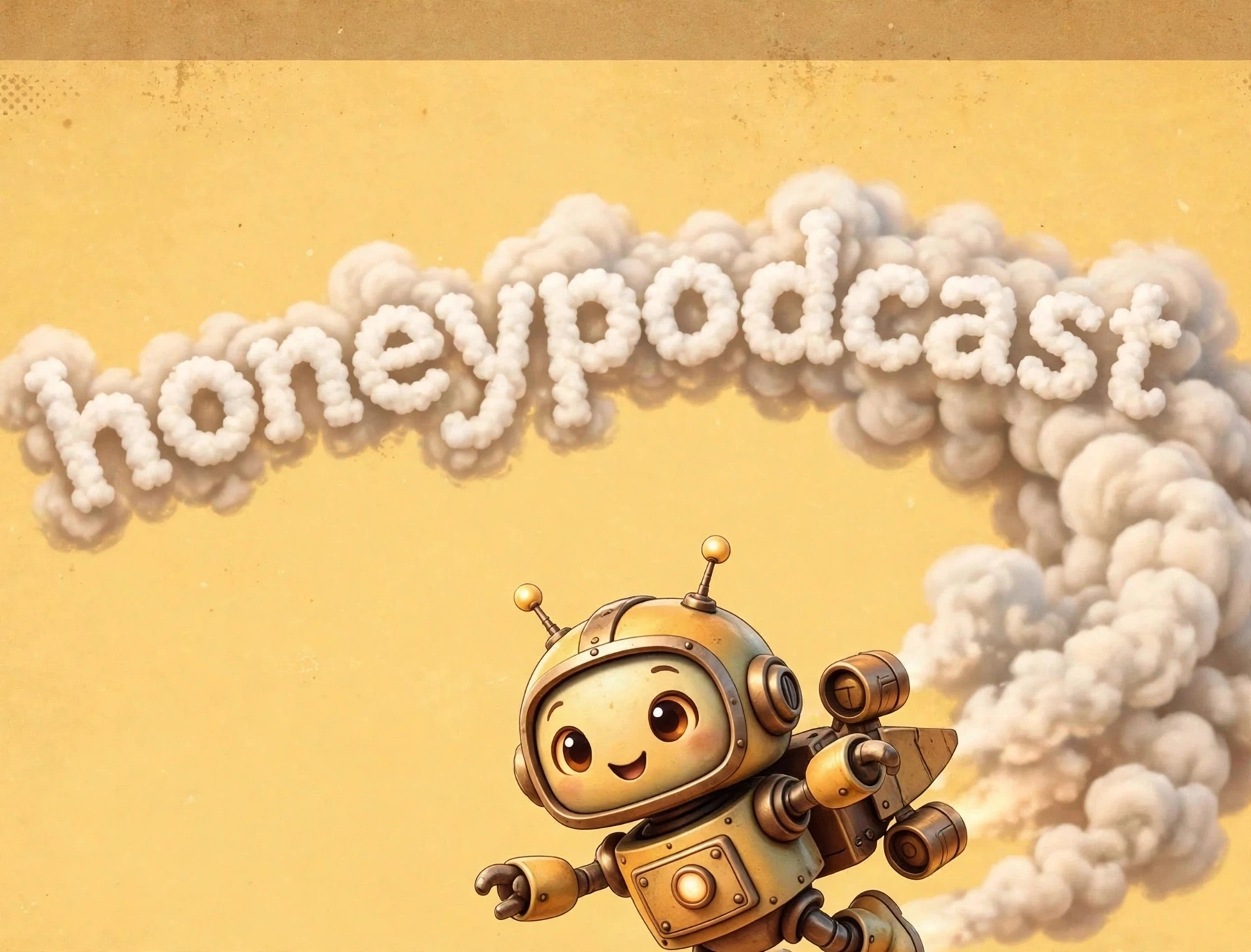 Robot bee with honeypodcast smoke cloud poster